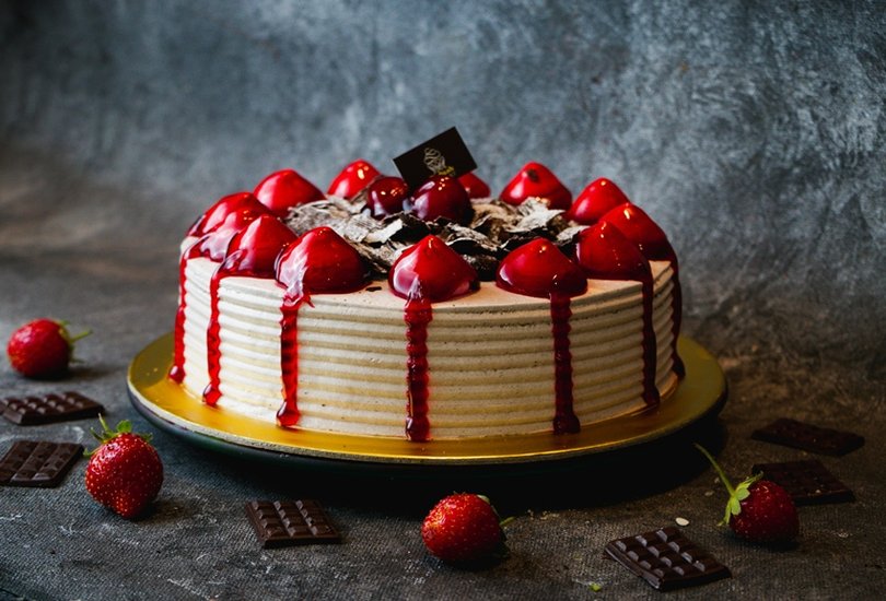 Red and Gold Cake Decoration