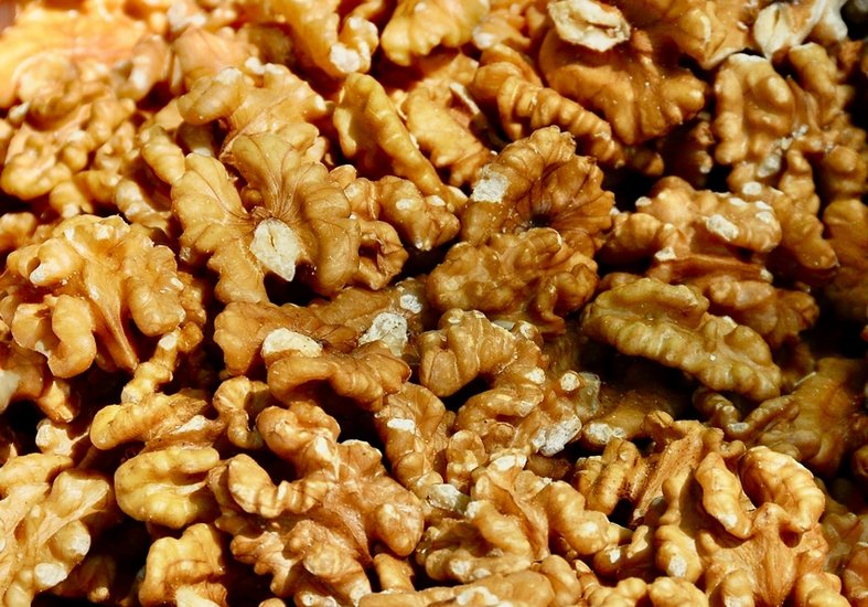 Soaked walnuts in winter