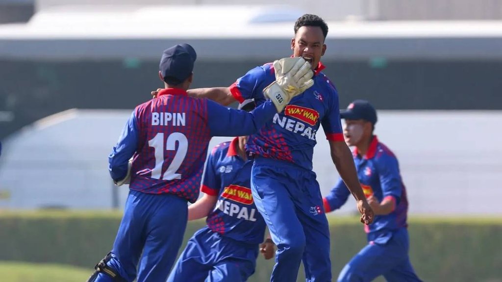 Yuvraj Khatri, Yuvraj Khatri shoes celebration, Yuvraj Khatri injury, U19 Asia Cup 2024, Bangladesh U19 vs Nepal U19, Nepal cricket team, Bangladesh cricket team
