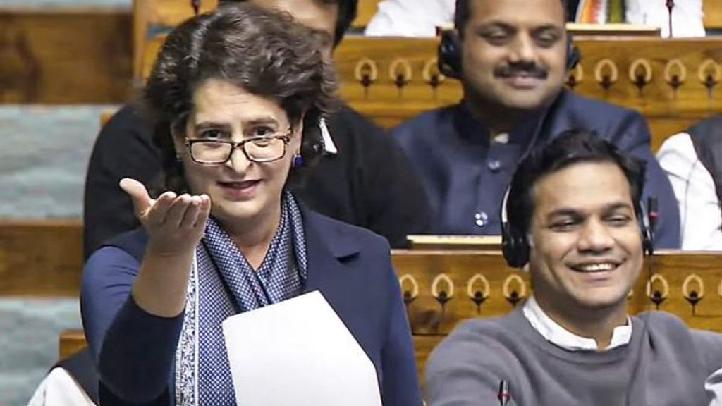 priyanka gandhi first lok sabha debate, priyanka gandhi speech