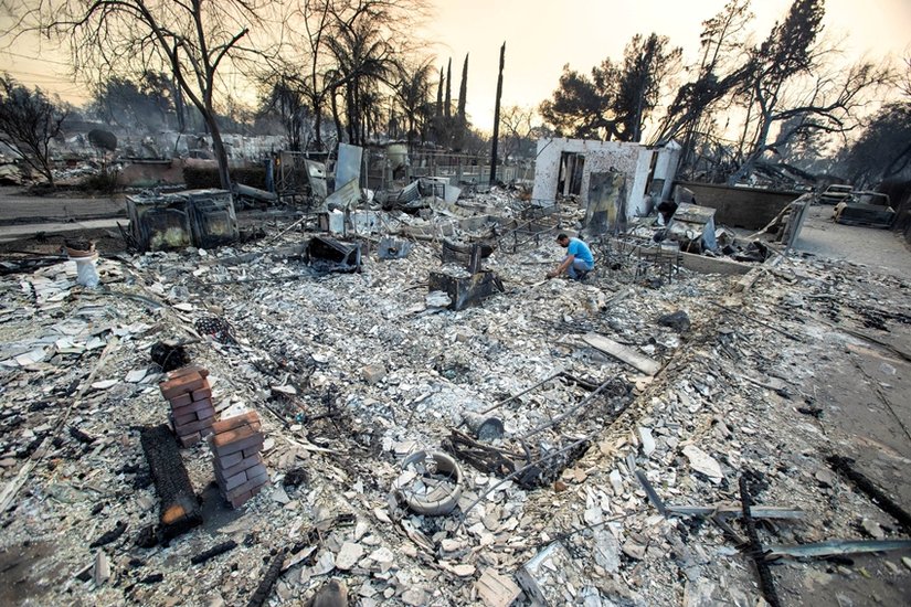 A man looks for belongings