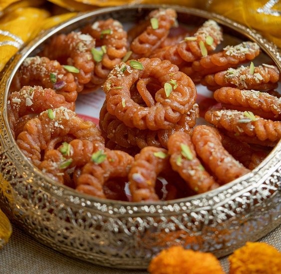 Indian breakfast with Jalebi