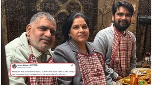 father son ITC Delhi dinner, son takes father for dinner to ITC worked as watchman, viral posts