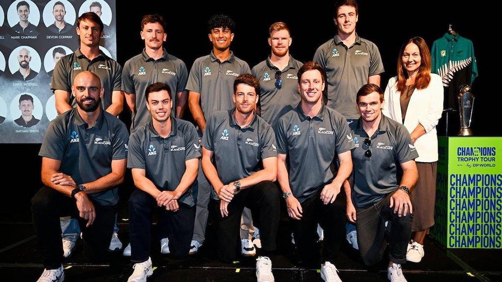 New Zealand squad for Champions Trophy 2024, Champions Trophy 2025, Mitchell Santner, Michael Bracewell, Mark Chapman, Devon Conway, Lockie Ferguson, Matt Henry, Tom Latham, Daryl Mitchell, Will O'Rourke, Glenn Phillips, Rachin Ravindra, Ben Sears, Nathan Smith, Kane Williamson, Will Young