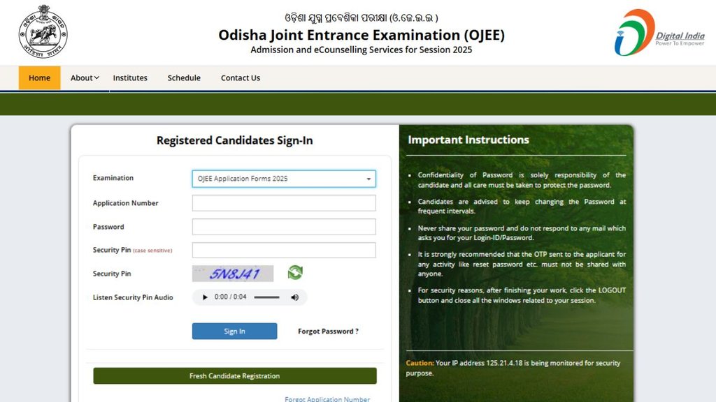 OJEE 2025 Exam Pattern, OJEE 2025 Registration Guidelines, OJEE 2025 Step-by-Step Registration Process, OJEE 2025 Course Details