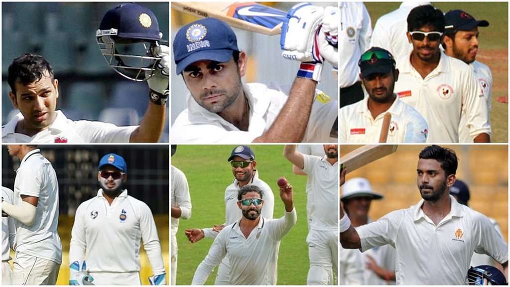 Rohit Sharma in Ranji Trophy, Virat Kohli in Ranji Trophy, Jasprit Bumrah in Ranji Trophy, Rishabh Pant in Ranji Trophy, Ravindra Jadeja in Ranji Trophy, KL Rahul in Ranji Trophy
