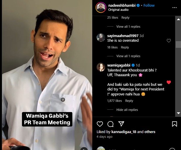 wamiqa Gabbi Hits Back at Influencer Nadish Bhambi for PR Strategy Mocking Video