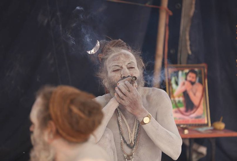 Aghori eat half-burnt human flesh