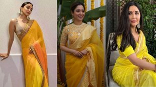 Yellow colour saree for saraswati puja