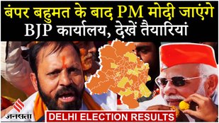 Delhi Election Results : BJP कार्यालय में मिले-जुले जज़्बात कहीं आंसू, कहीं मिठाइयां, तो कहीं जश्न