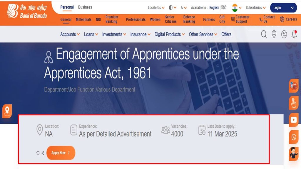 BOB Vacancy 2025, bank of Baroda, Banking job,