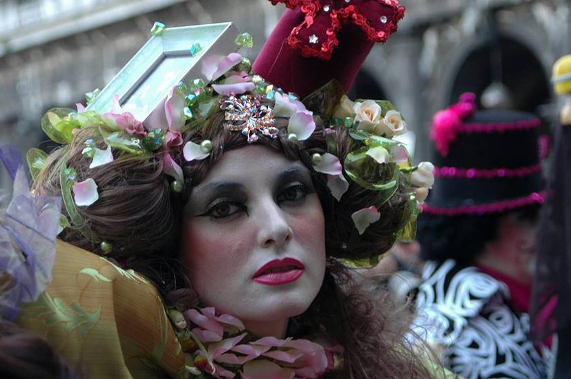 Where bride's face is blackened