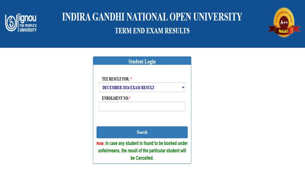 IGNOU December TEE Result, IGNOU Result, Indira Gandhi national open university,