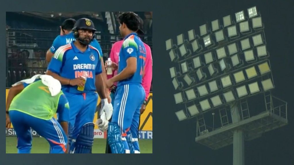 IND vs ENG 2nd ODI Match Floodlights Off, Cuttack Barabati Stadium, Rohit Sharma Shubman Gill Batting, Cricket News