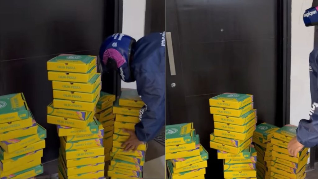 pizza, 100 pizza, girlfriend orders pizza