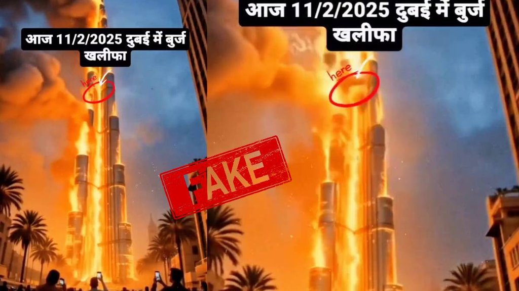 AI generated video of Burj Khalifa on fire
