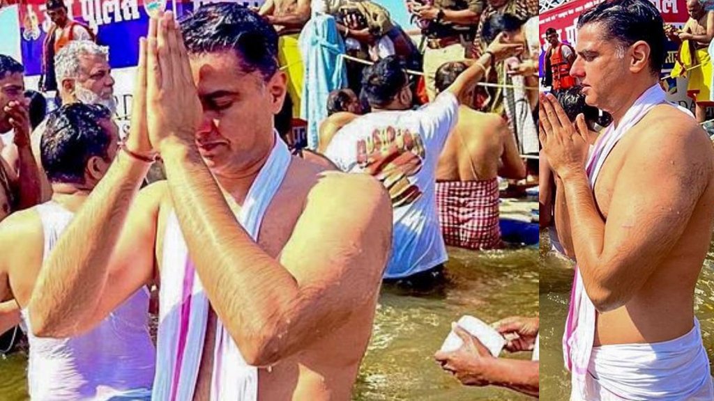Maha Kumbh 2025, Sachin Pilot Maha Kumbh, Sachin Pilot Sangam bath, Congress leader Maha Kumbh