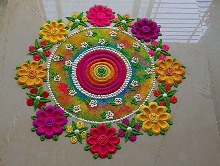 Bright Holi Rangoli Patterns