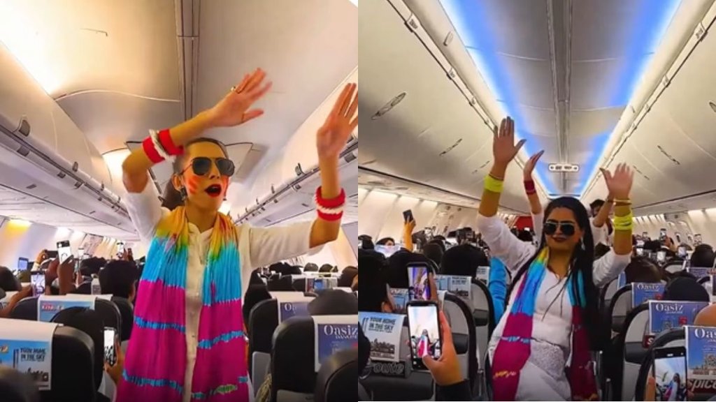 SpiceJet cabin crew Holi dance, spicejet cabin crew dances to balam pichkari on holi, spicejet cabin crew dance video