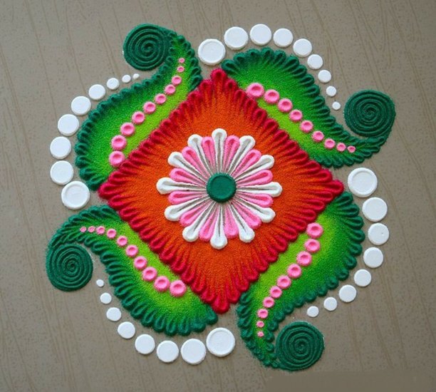 Peacock Rangoli for Holi