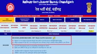 RRB JE Result CBT 1, Railway Result, RRB Chandigarh