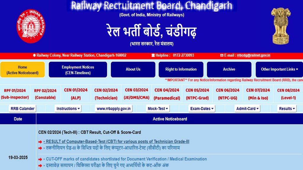 RRB Technician grade 3 result out, RRB Result out,
