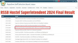 RSSB Hostel Superintendent 2024 Final Result, RSSB Hostel Superintendent 2024 Final Result Out, RSSB Hostel Superintendent 2024 Final Result Direct Link, RSSB Hostel Superintendent 2024 Final Result Download Link