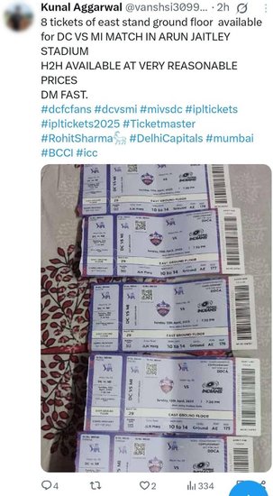 IPL 2025, DC vs MI, IPL 2025 Match Ticket Black Marketing