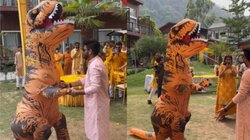 हल्दी की रस्म में डायनासोर बनकर दुल्हन ने ली एंट्री, देखकर चौंका दूल्हा और फिर…, Viral Video देख दंग हुई इंटरनेट की पब्लिक