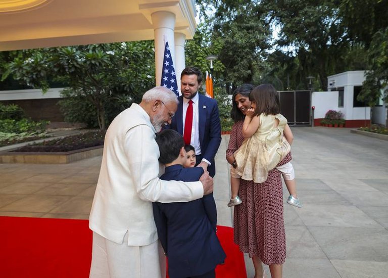 Narendra Modi With JD Vance Children