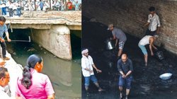 हाथों में स्टील की बाल्टियां और बर्तन…, CM रेखा गुप्ता और एलजी के आने से कुछ ही मिनट पहले नाला साफ करने उतरे लोग