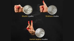 Bharatanatyam mudras on Indian coins