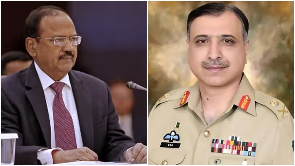 भारत के राष्ट्रीय सुरक्षा सलाहकार अजीत डोभाल और पाकिस्तान के लेफ्टिनेंट जनरल असीम मलिक। (फोटो- सोशल मीडिया)
