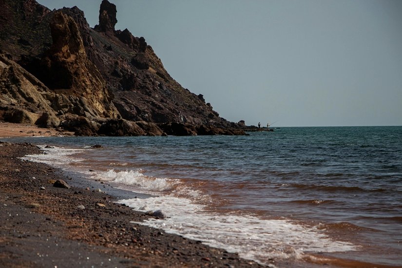 Iran red beach rain