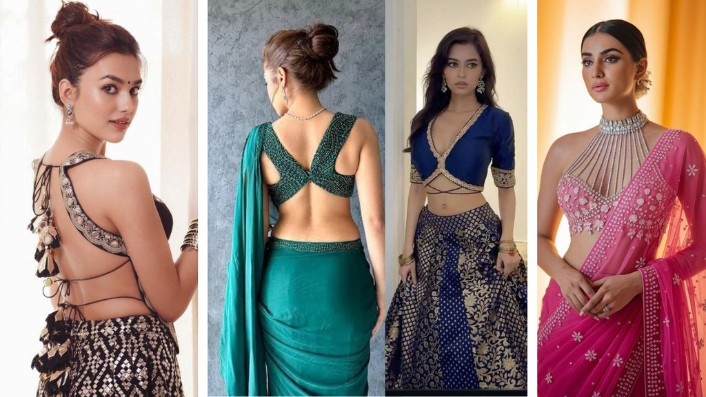 Latest saree blouse designs 2025 | blouse designs front and back | Deep neck blouse designs