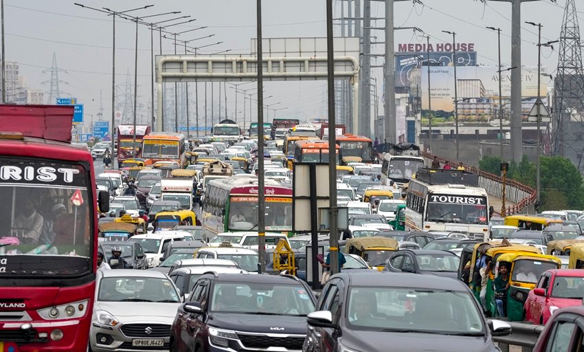 Vehicles move through