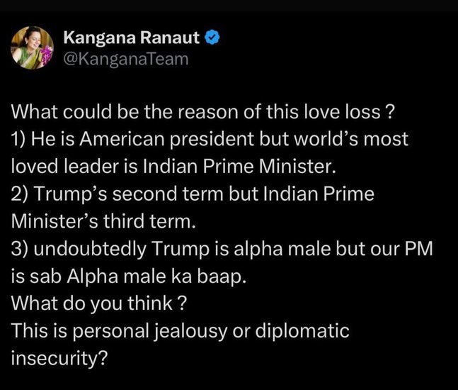 Kangana Ranaut deleted Post
