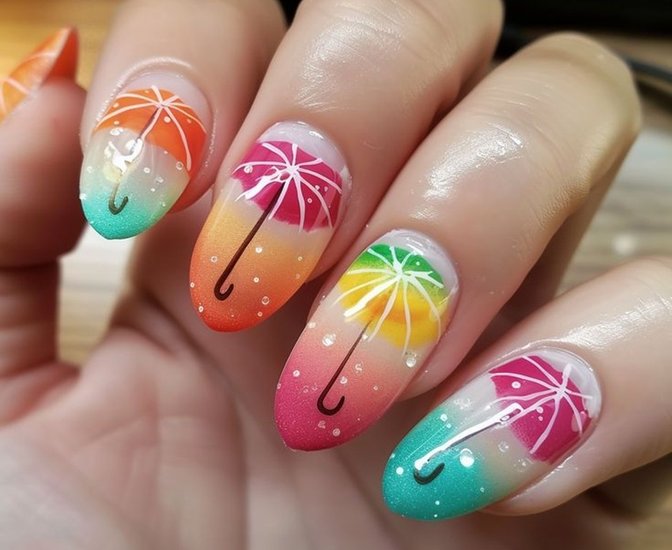 Cartoon Umbrella Nails
