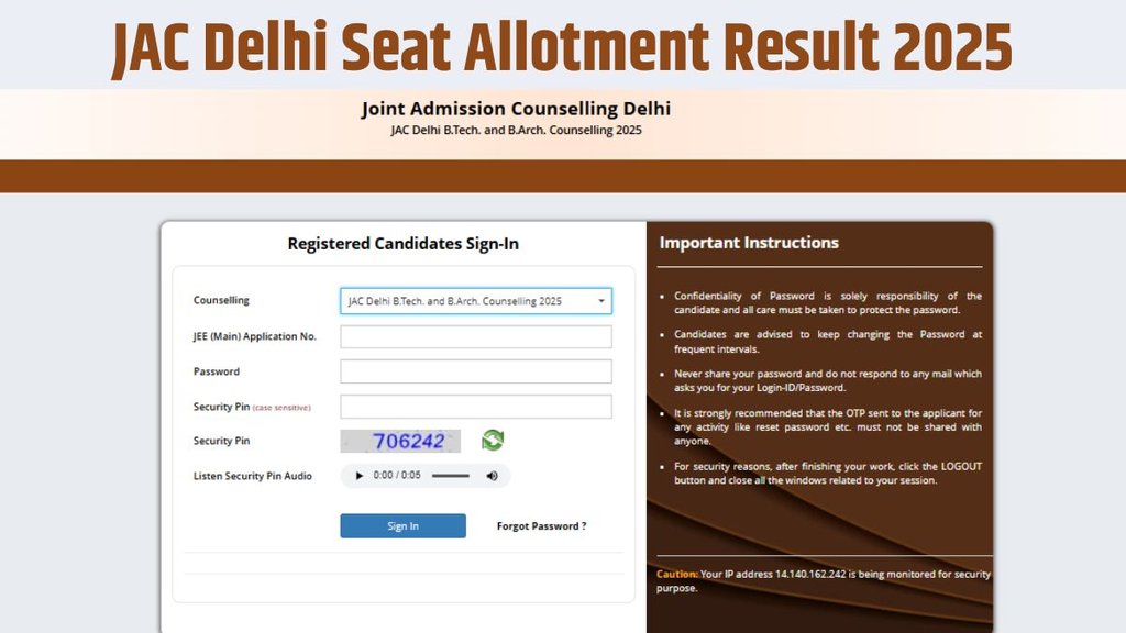 JAC Delhi 2025 Counselling, JAC Delhi 2025 Counselling Round 1 Seat Allotment, JAC Delhi 2025 seat allotment result , JAC Delhi 2025 seat allotment result for round 1