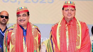 Nitin Gadkari, pushkar singh dhami