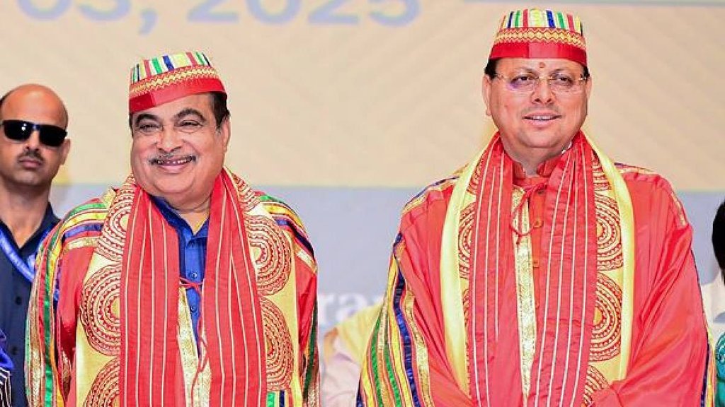 Nitin Gadkari, pushkar singh dhami