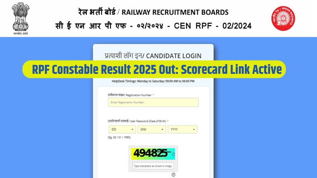 RPF Constable Result 2025, RPF Constable Result Out, RPF Constable Scorecard Link