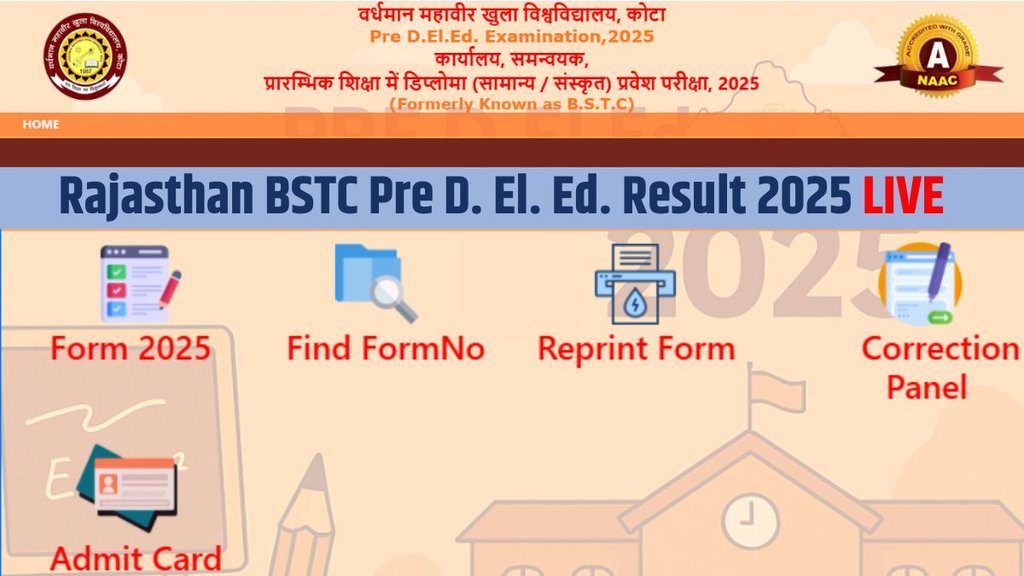 Rajasthan BSTC Result 2025 Live, BSTC Result 2025 Live, Pre D. El. Ed. Result 2025