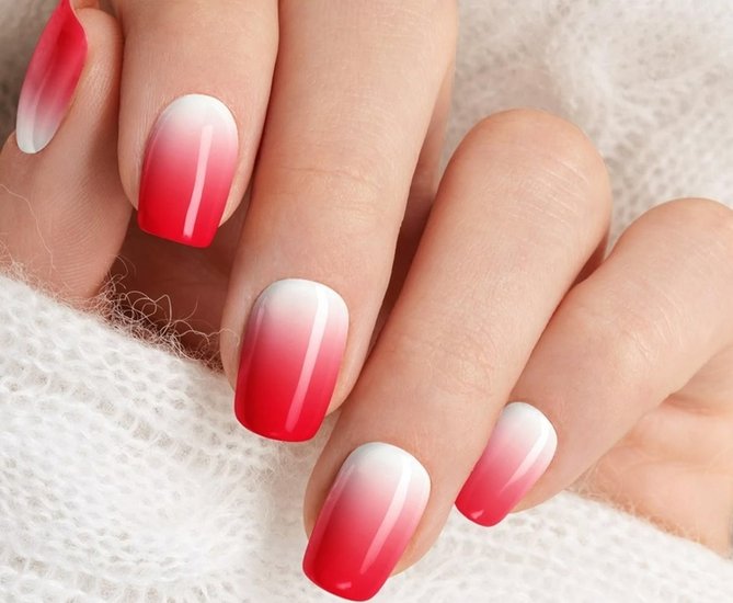 Trendy look of ombre nail art