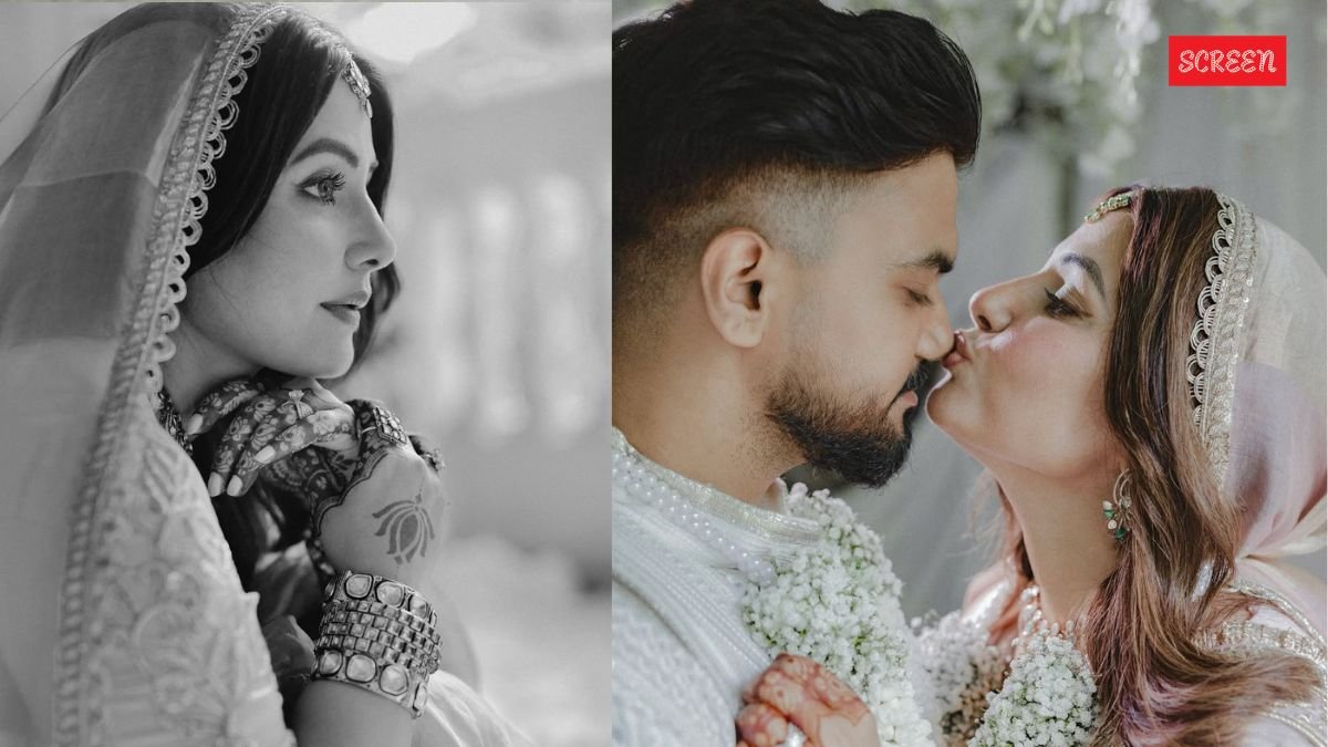 Hina Khan wedding, Rocky Jaiswal, Manish Malhotra saree