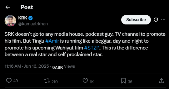 KRK vs Aamir Khan, KRK Aamir Khan feud