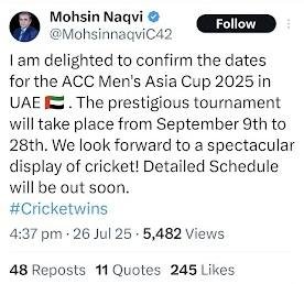Asia Cup 2025, Mohsin Naqvi, India vs Pakistan