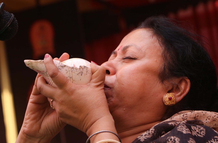 Spiritual benefits of conch blowing