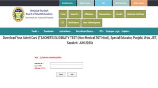 HP TET June 2025, Himachal Pradesh TET, Admit Card,