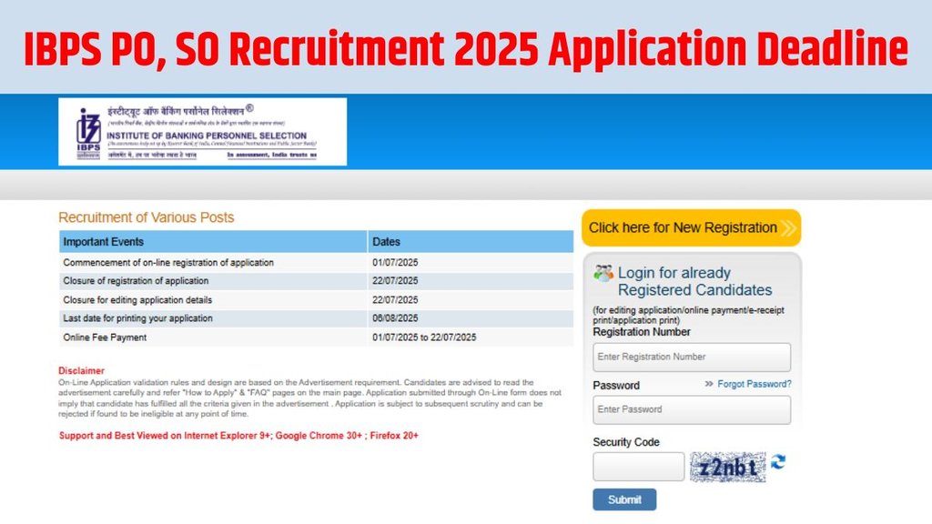 IBPS, IBPS PO, SO Recruitment, IBPS PO, SO Recruitment 2025, IBPS PO, SO Recruitment 2025 Application Deadline, IBPS PO, SO Recruitment 2025 Application Last Date